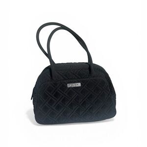 Vera Bradley RETIRED Black Quilted Purse with Moon Blooms Patterned Lining